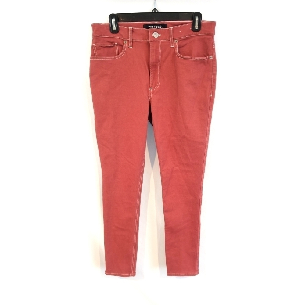 Express Size 10 Ankle Legging Pants High Rise Terracotta Color